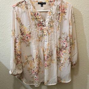 Sara Michelle Floral Blouse - Cream and Yellow